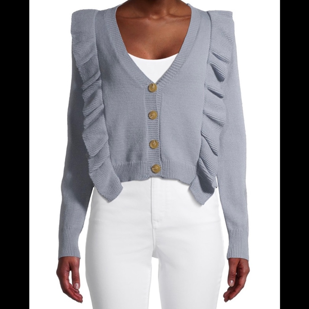 Ruffle cardigan crop